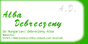 alba debreczeny business card